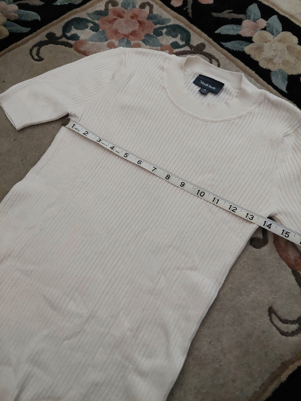 ModCloth Cream Ribbed Short-Sleeve Sweater - Picture 4 of 6